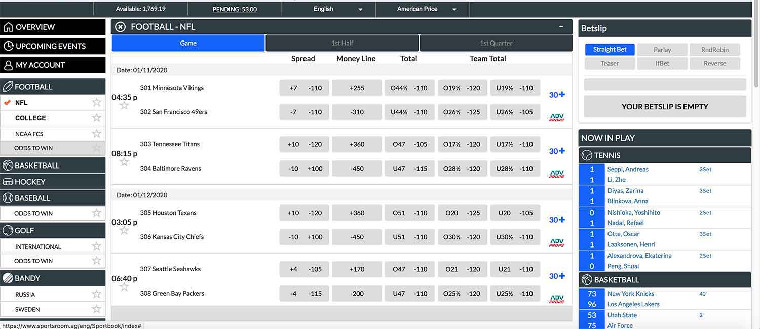 IDSCA sportsbook main board