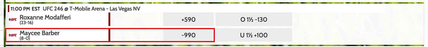 Example of setting up a max moneyline allowed (before)