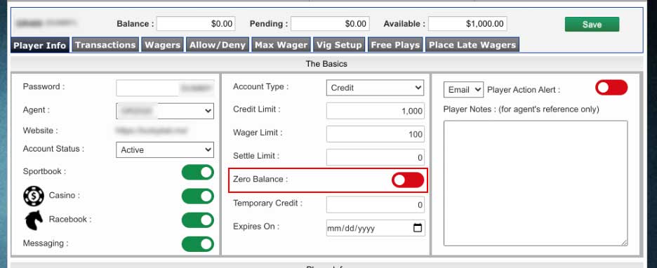 Setting a settle limit per player at pphsportsbook.net