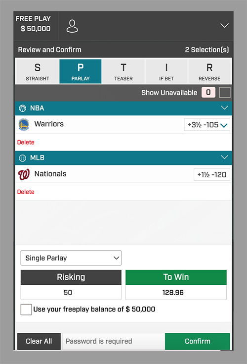 Bet slip widget available to players using the pay per head platform