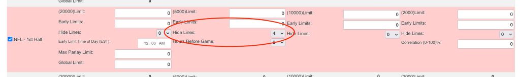 payperheadsportsbook hide lines until 4 hours kickoff
